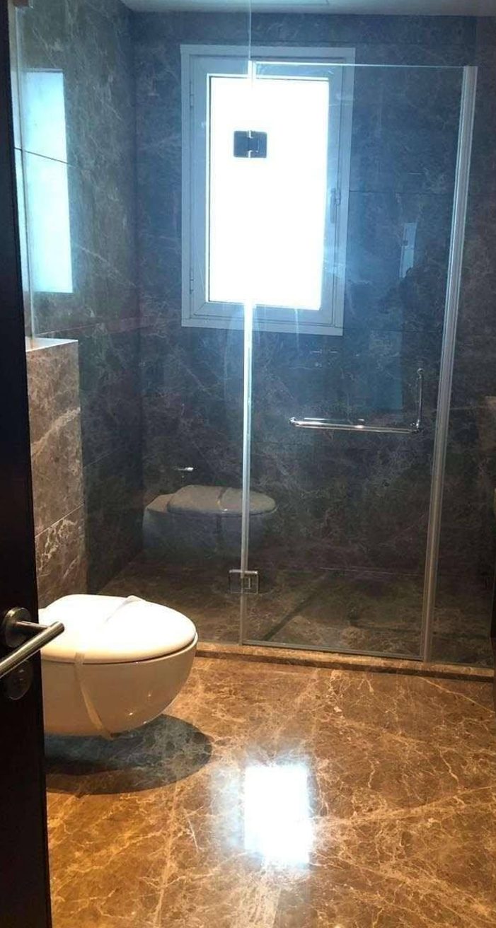 Marble-clad bathroom